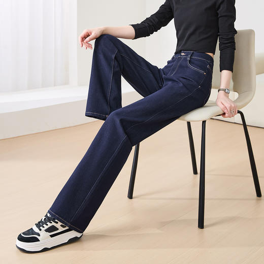 【弹力！显瘦！窄版直筒裤】逸阳春新品不易褪色四面弹宽松直筒阔腿牛仔裤5626VB1 商品图2