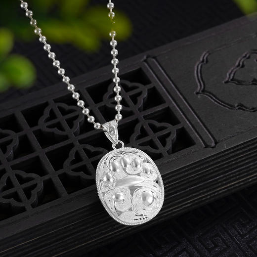 子佩集S990银【熊猫佩佩】情侣套链项链【DSDZ004】原创作品花丝珐琅彩双面吊坠2509 商品图5