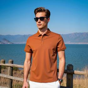 柔软透气短袖男夏季商务休闲翻领上衣T恤   XLM-CM8687166