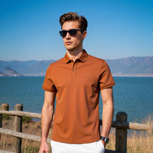 柔软透气短袖男夏季商务休闲翻领上衣T恤   XLM-CM8687166 商品图0