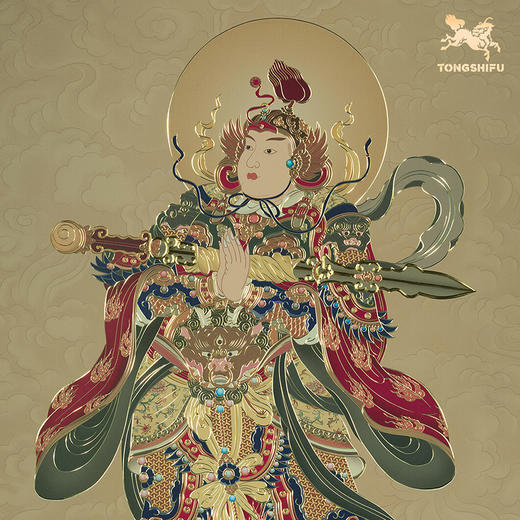 铜师傅 手工錾刻 铜雕画《韦陀菩萨》玄关沙发背景墙中式装饰挂画 商品图3