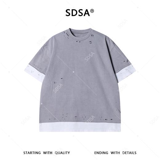 26034SDSA男装2026新款高贵轻奢高街拼接割破设计圆领短袖T恤百搭时尚 商品图5