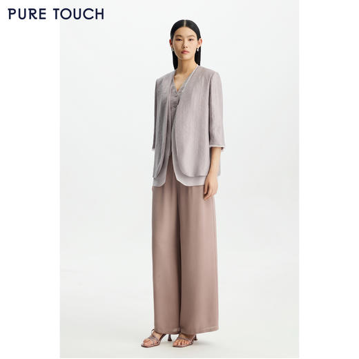 PURE TOUCH女26春夏新款七分袖v领西服外套双层时尚珠光开襟西装 商品图3