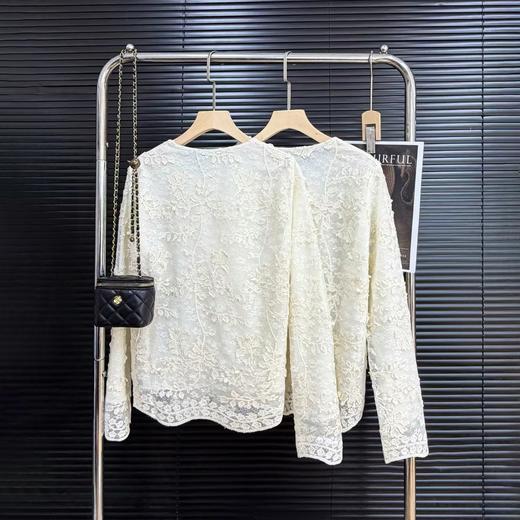 F031859春季新款重工刺绣闪片立体水溶蕾丝新中式衬衫 商品图1