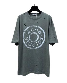 男款破洞印花短袖T恤hu001