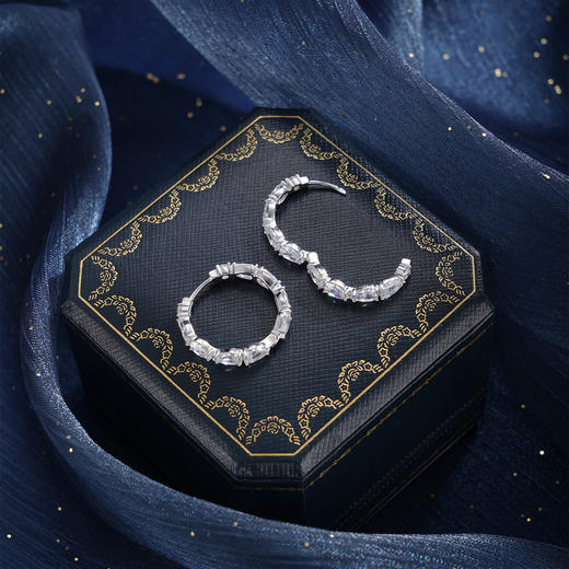 子佩集【清波水影】S925银耳环【Z16397】时尚扣环圆圈锆石2509 商品图5