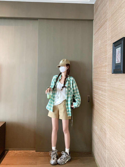 <曾小咸推荐>3.20现货秒杀 ！微信超特价！韩系撞色格子衬衫 日常189.99 立减110 秒杀79.99！！ 商品图5