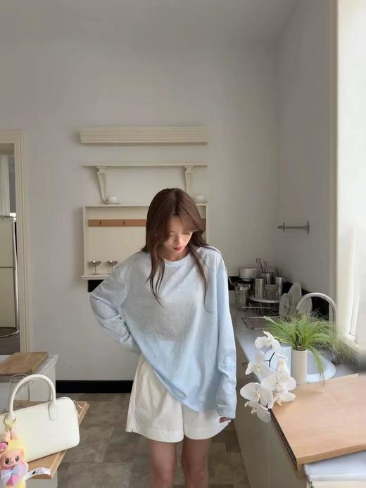 F031883夏日氧气薄荷蓝~ 新款法式莱赛尔天丝面膜t长袖上衣 商品图9