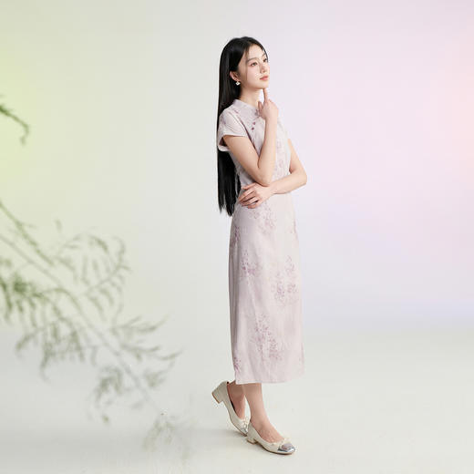 【巧笑嫣然】三彩2026夏季新款印花立领收腰连衣裙新中式长裙C 商品图2