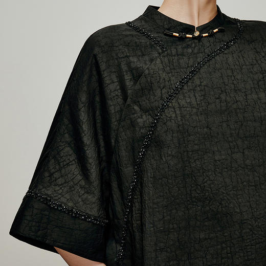 【林栖设计小店】风软流光|手工盘扣香云纱改良氅衣2026夏新款衬衣1962063 商品图2