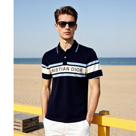 夏季条纹短袖POLO衫棉质印花翻领男T恤   XLM-CAC8687231 商品图2