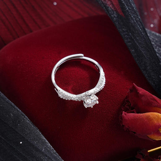 子佩集【陷入热恋】S925银戒指【JL071130】时尚交叉锆石青丝缠绕交织2509 商品图5