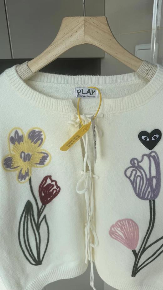 F031819春日氛围感软糯亲肤宽松落肩防风保暖刺绣针织V领开衫 商品图1