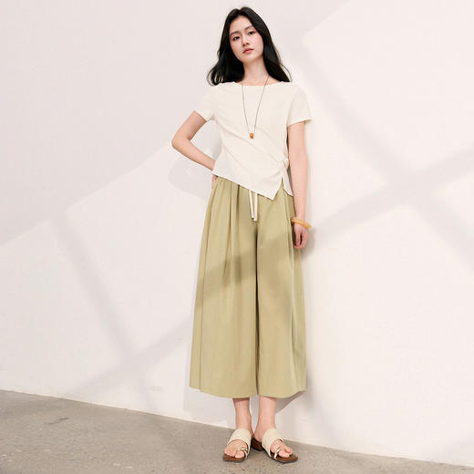 【莱赛尔】三彩2026夏季新款休闲裤高腰宽松气球裤七分裤显瘦M 商品图3