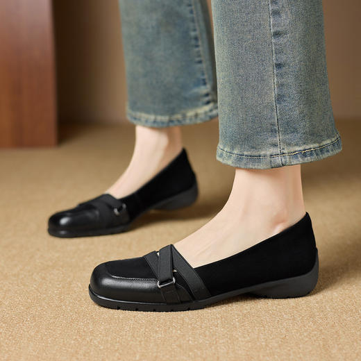 【预售5天】英伦风休闲单鞋女新款小皮鞋交叉带低跟平底女鞋真皮玛丽珍鞋NX&S3068 商品图3