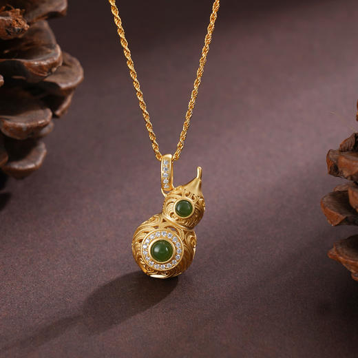 子佩集S925银【福禄倾心】套链【DZ05165】纯银古法银项链葫芦镀金2509 商品图3