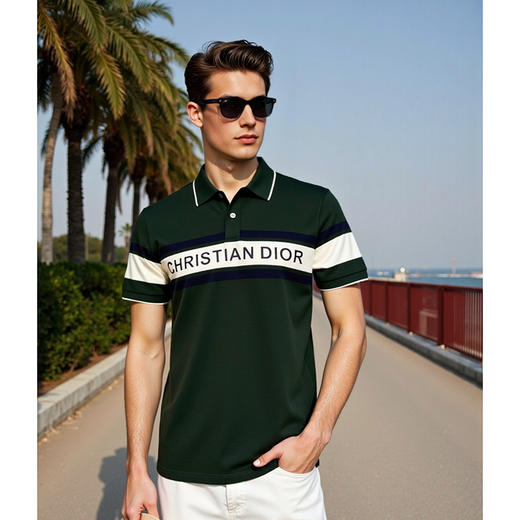 夏季条纹短袖POLO衫棉质印花翻领男T恤   XLM-CAC8687231 商品图1