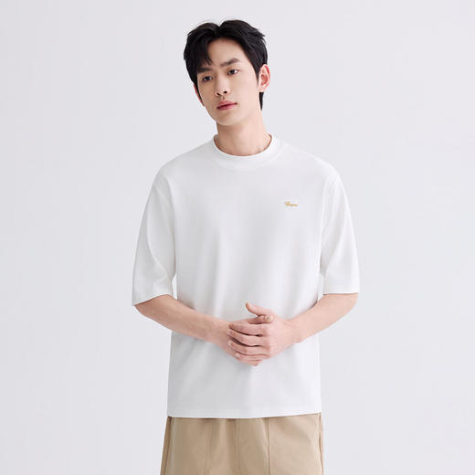 GXG男装26夏季简约刺绣字母圆领针织短袖时尚潮流日常百搭男式T恤K&C 商品图2