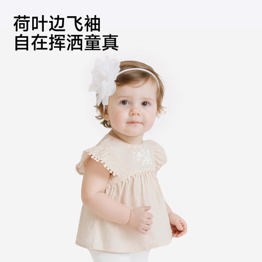 【商场同款】英氏女童宝宝洋气飞袖上衣夏季新款透气短袖套头小衫 商品图4