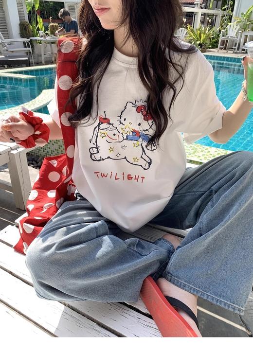 小马KT卡通印花学院减龄风小众设计休闲短袖T恤 商品图5