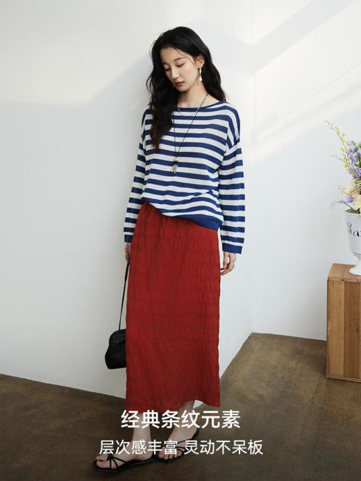 和纸羊毛混纺条纹套头毛衫FCG1WST087 商品图3