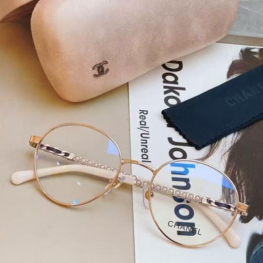 CHANEL香奈儿 镶嵌设计 珍珠 椭圆形 光学镜架 男女同款情侣款 商品图2