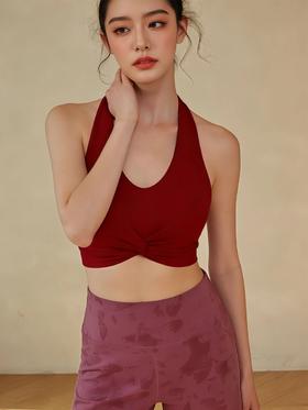 瑜伽服运动上衣背心前胸扭结带胸垫瑜伽背心普拉提户外健身 000LSWD054