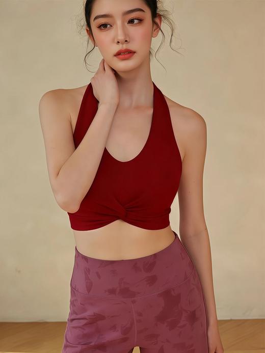 瑜伽服运动上衣背心前胸扭结带胸垫瑜伽背心普拉提户外健身 000LSWD054 商品图0