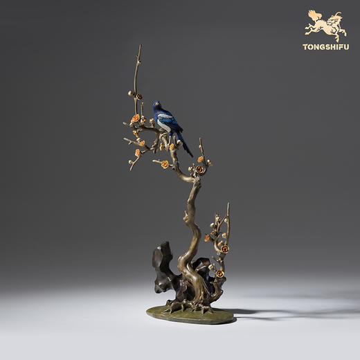 铜师傅《喜至家门》客厅喜鹊铜摆件 新中式酒柜家居装饰结婚送礼 商品图4