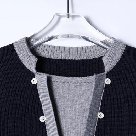 M197SDSA男装2026新款高贵轻奢时尚简约撞色拼接立领短袖T恤百搭休闲 商品图5