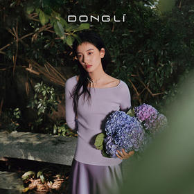 东黎 • 万物复苏  风中绣球 女士春季一字领套衫 6032