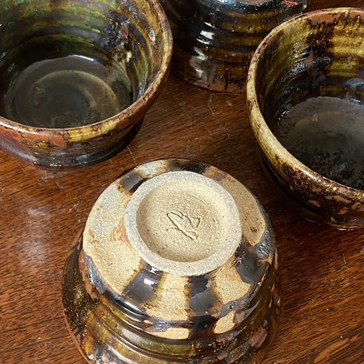 日本中古粗陶手作器皿 带签章 X1522 商品图3