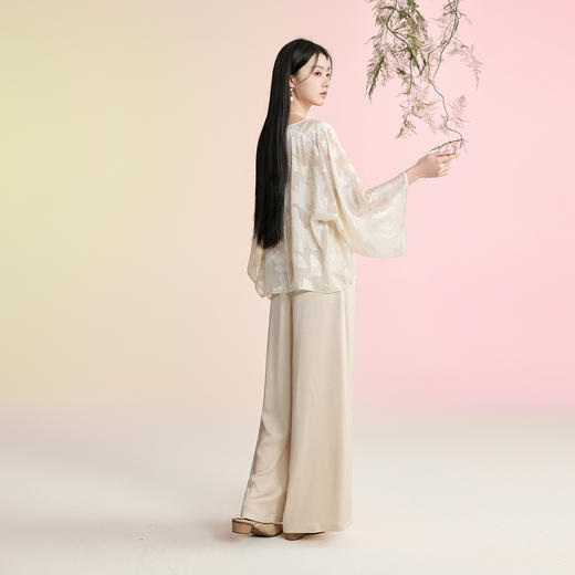 三彩【遥听山月】2026夏季新款新中式休闲裤长裤宽松高腰阔腿裤C 商品图3