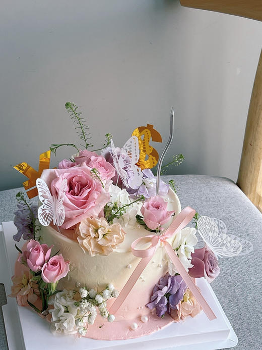 「女士」 粉色仙气蝴蝶 鲜花蛋糕 商品图2