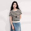 三彩2026夏季新款休闲圆领T恤撞色条纹短袖套头衫流苏短款上衣M 商品缩略图2