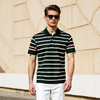 100%液氨棉男士修身时尚撞色条纹款休闲百搭翻领短袖T恤   XLM-CAC8687213 商品缩略图0