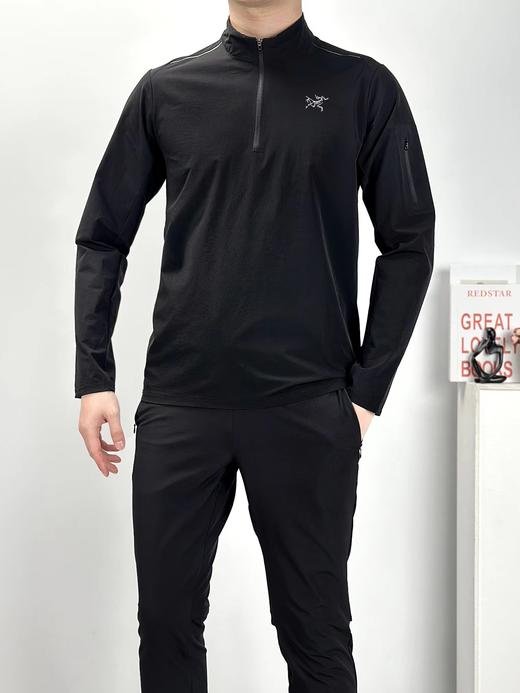 F031878新款半拉链四面高弹高品质多层次叠穿健身运动打底衫 商品图5