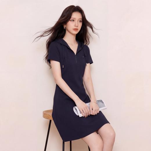 奢姿大码女装2026夏季拉链时尚休闲卫衣连衣裙胖妹妹抽绳连帽裙子9962892286 商品图4