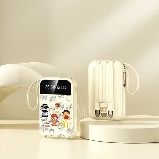 卡通可萌快充充电宝20000毫安大容量迷你带线卡通图案 商品图3