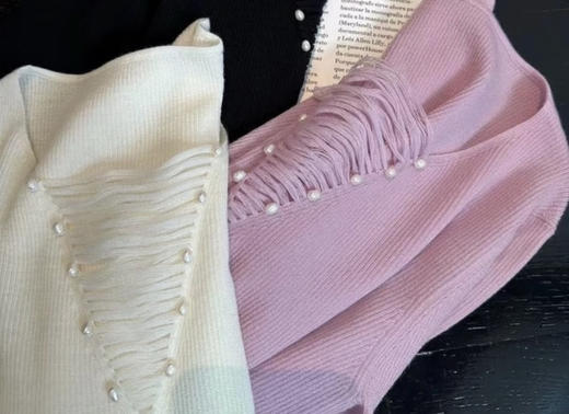 原单重工珍珠V领设计感针织上衣 商品图5