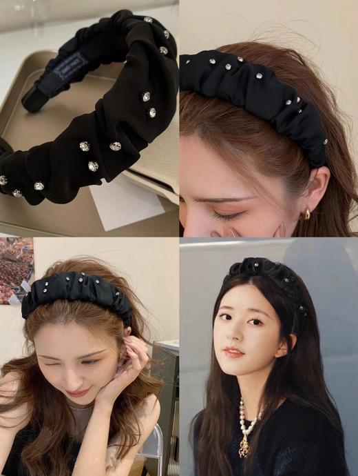 F031813细软塌救星赵露丝同款海瑟薇钉钻褶皱休闲百搭发箍 商品图11