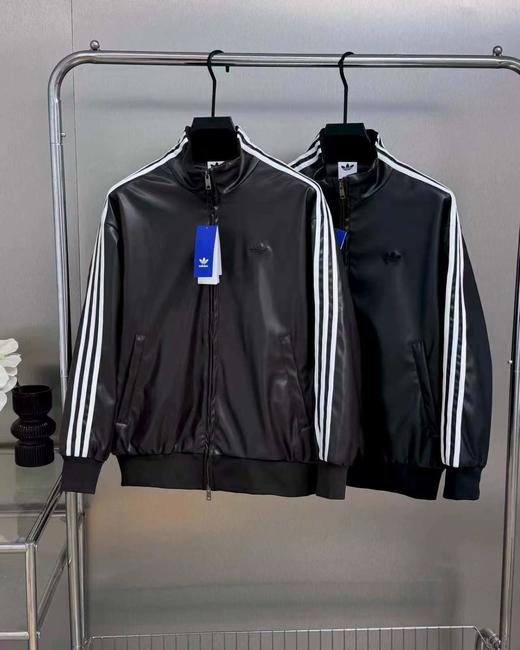 F0318109韩版仿皮立领美式复古三道杠学院风皮衣夹克外套 商品图0