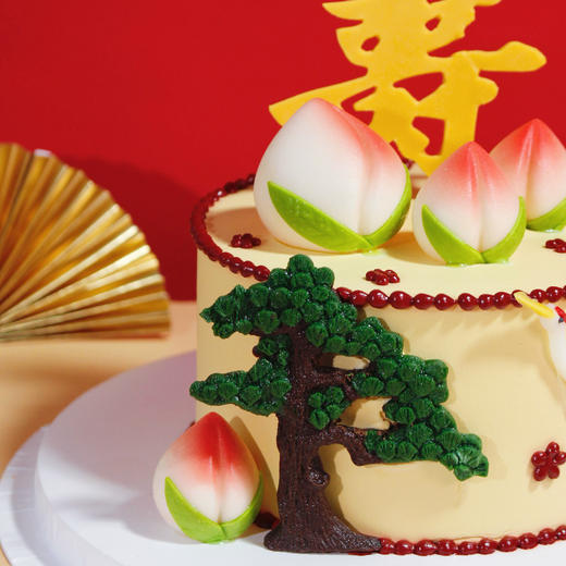 祝寿款【仙鹤献桃】1.8磅 香草奶油芒果夹心口味  | 左羊 商品图6