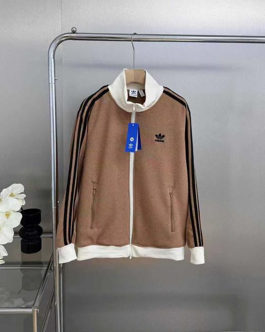 F031809刺绣三条杠织带撞色螺纹拼接复古休闲华夫格立领开衫外套 商品图12