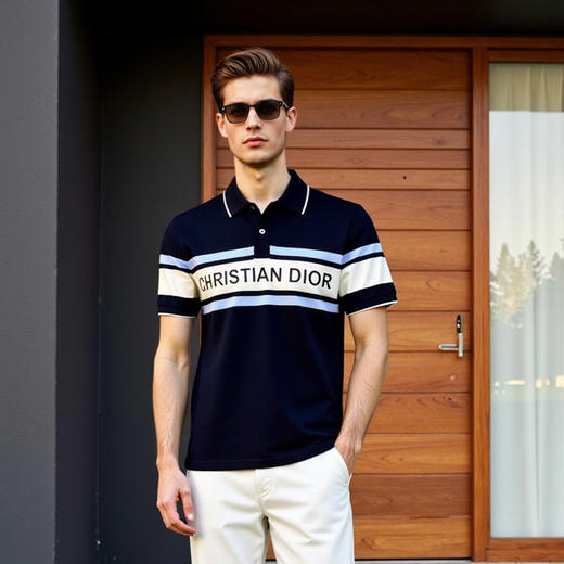 夏季条纹短袖POLO衫棉质印花翻领男T恤   XLM-CAC8687231 商品图3
