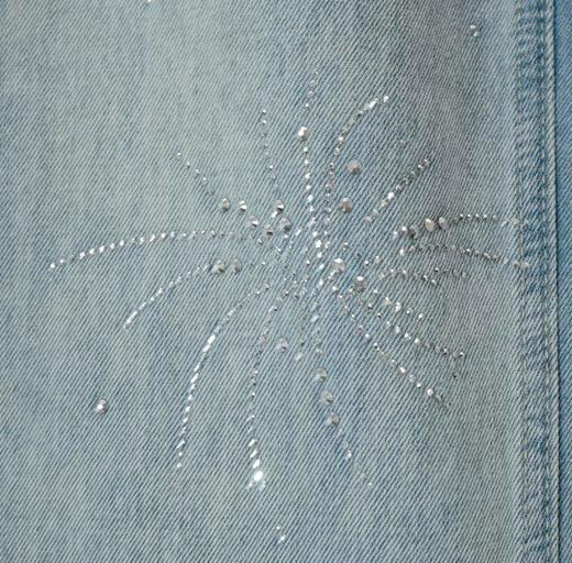 F031816蓝色烟花烫钻阔腿牛仔裤女春季新款高腰宽松显瘦直筒拖地裤 商品图4