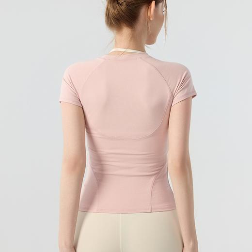 新款短袖女圆领修身百搭瑜伽上衣外穿t恤健身服跑步普拉提训练衣 000BMMZ446 商品图2