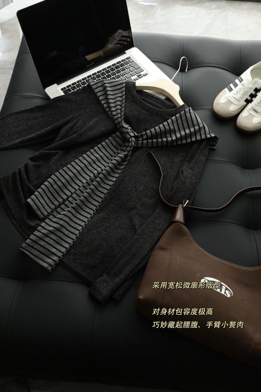 慵懒松弛感天花板！条纹披肩上衣 + 阔腿裤 商品图9