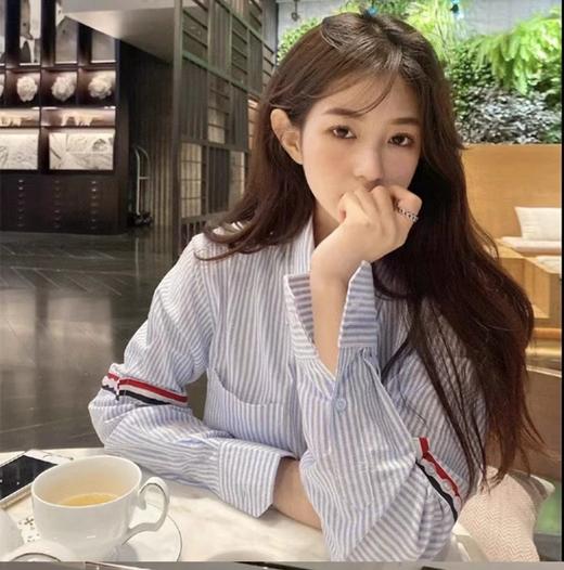 F031831春秋新款宽松直简大廓形条纹纯棉牛津衬衫单排扣立领衬衣 商品图13