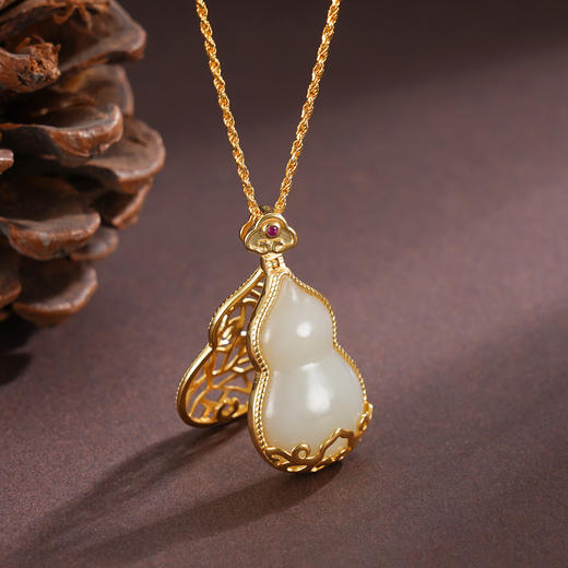 子佩集S925银【福运常伴】葫芦套链项链【DZ05206】和田玉国潮可打开2509 商品图5